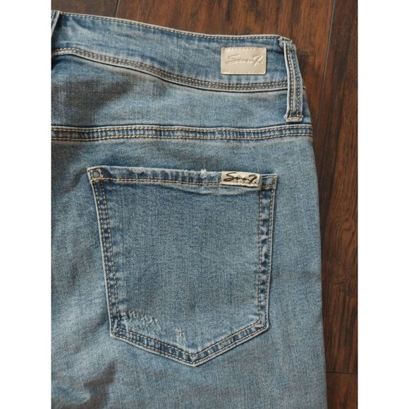 Seven7 Jeans Retro-Denim Ankle Straight Vintage Embroidered Cut Out Leg Sz 12 - Picture 9 of 15